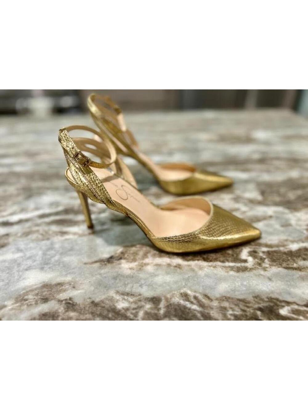✨ Jessica Simpson Gold Sabrille Pointy Heels 7.5 — GUC